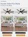 72 Inch Ceiling Fan No Light with Remote Control, 8 Blades Quiet DC Reversible Motor, 6-Speed, Timer, Black Finish, Indoor Outdoor Ceiling Fans for Patios, Living Room, Garage