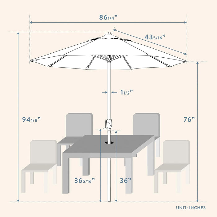 12-Year Protection 7.5-Ft Outdoor Patio Umbrella, Sunbrella Fade-Resistant Fabric, Auto-Tilt, Heavy Duty Aluminum Frame, 8 Reinforced Ribs for Pool or Deck, Bronze Pole, Parrot