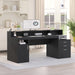 Computer Desk with 3 Drawer & Storage Shelves, Home Office Desk with File Drawer & Cabinet, Writing Study Table with Long Monitor Stand & Printer Shelf, Executive Desk, Black