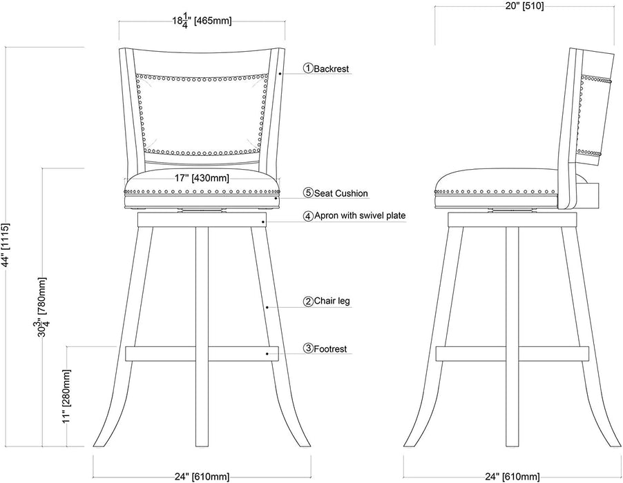 Melrose Barstool, 1 Pack, 29-Inch, 1-Pack, Driftwood Wire-Brush and Ivory