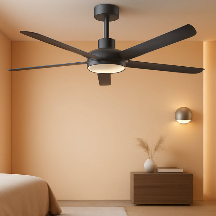 60 Inch Matte Black Industrial Ceiling Fan AppControl