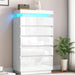 6 Drawer Dresser for Bedroom with LED Lights, White Modern High Gloss Chest of Drawers for Closet, Tall Drawer with Adjustable LED Light, for Living Room, Entryway, Dressing Room