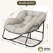 Oversized Egg Rocking Chair for Indoor Outdoor – All-Weather Wicker Rattan Lounge Chair with Cushion Patio Rocker for Porch Garden or Balcony (Beige)