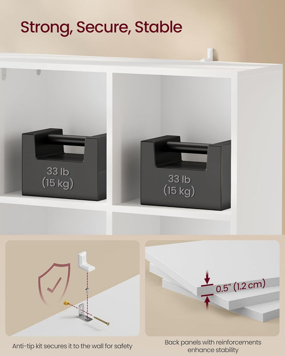 Cloud White Eight Compartment Modular Bookcase System