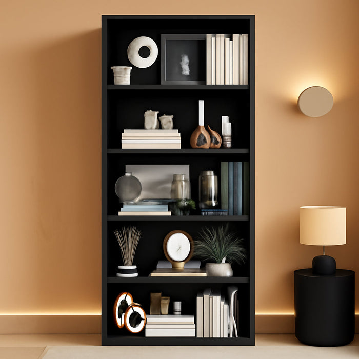 6-Tier Open Bookcase and Bookshelf, Freestanding Display Storage Shelves Tall Bookcase for Bedroom, Living Room and Office, Black