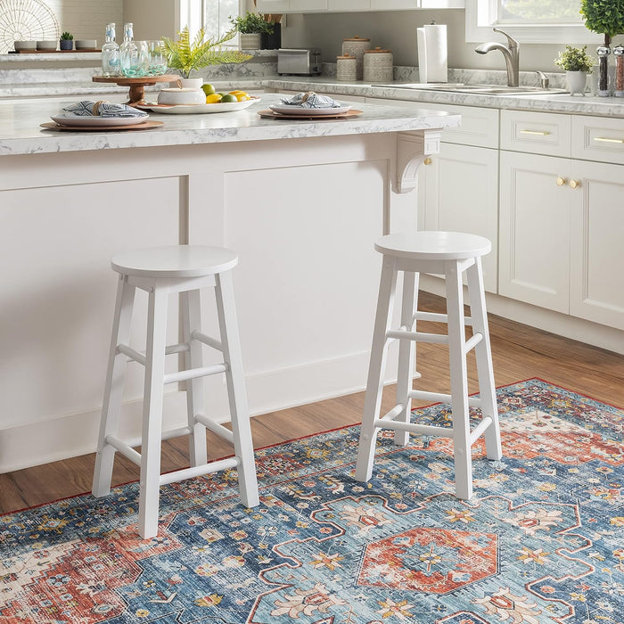 Zeke White 24" Counter Stool with round Seat
