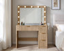 36InchesWide Fluted Vanity Desk With Premium Mirror