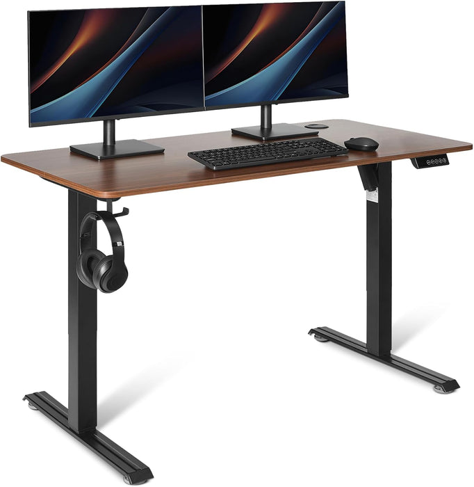 Electric Standing Desk, Height Adjustable Home Office Desk with Memory Buttons and Electronic Display, 47" X 24", Black/Walnut Effect