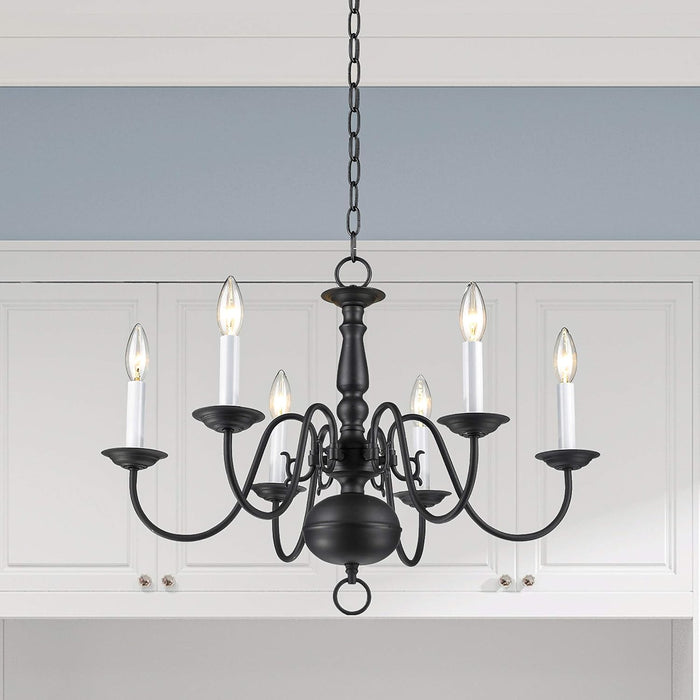 Lighting 5006-07 Williamsburgh 6-Light Chandelier, Bronze,18Hx24W