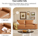 Faux Leather Loveseat Sofa 71Inch Brown SolidWoodenFrame