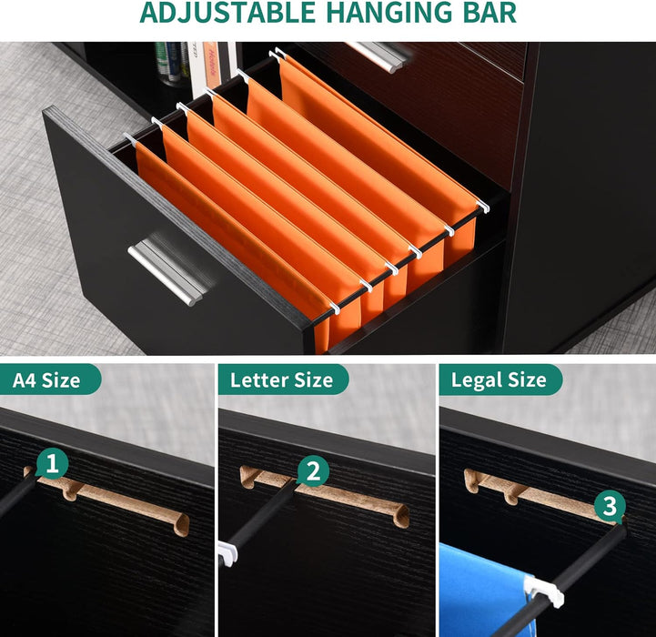 Locking Lateral File Cabinet with Printer Stand