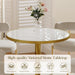31.5" Circle Tulip Table with Sintered Stone Tabletop, Gold Edge & Pedestal | Modern round Dining Table, Leisure Bistro Table for Kitchen, Small Places, Living Room, Cafe, Restaurant (Snow Peak Marble)