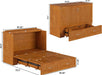Hamilton Full Murphy Bed Chest with Mattress, Storage, and Built-In Charger in Light Toffee
