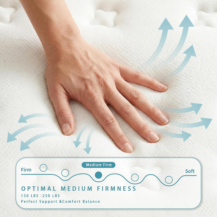 12 Inch Full Size Hybrid Mattress, Medium Firm, Motion Isolation