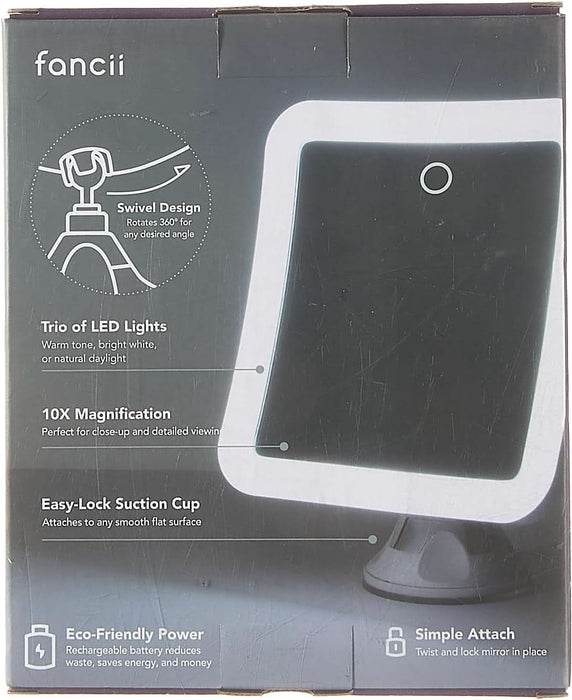 Rechargeable 10X Magnifying Mirror with 3 LED Light Settings, Dimmable Touch Light, Cordless, Locking Suction Mount, Lighted Mirror for Bathroom or Travel, Mira 2 (White)