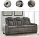 Next-Gen Durapella Modern Faux Leather Power Reclining Sofa with Adjustable Headrest, Gray