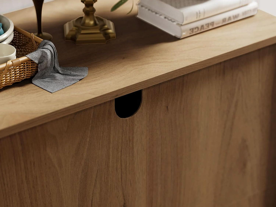 Buffet Sideboard Cabinet Farmhouse Modern 2 in 1 Storage Cabinet with Adjustable Shelves for Kitchen, Coffee Bar, Living Room, Oak