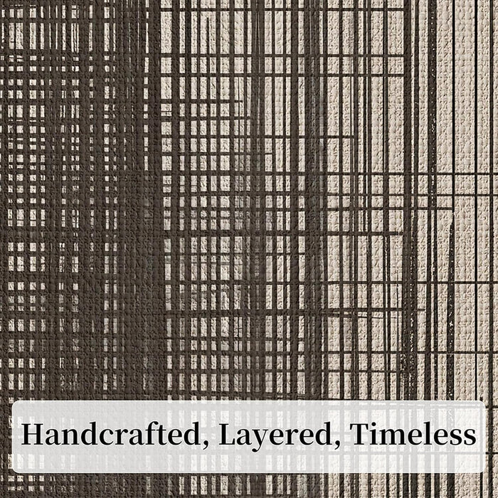 Framed Abstract Wall Art, Large Minimal Neutral Line Canvas Wall Art | Neutral Grey Grid Texture, Modern Minimalist Textured Painting for Living Room & Bedroom, Ready to Hang, 48X32 Inch