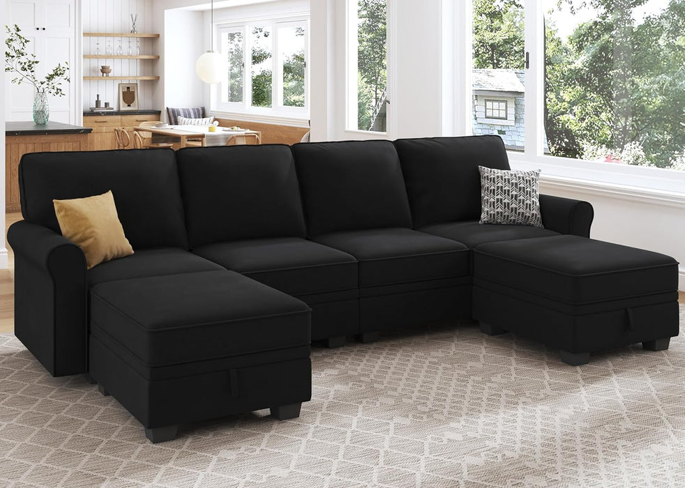 2-Piece Velvet Sectional Sofa with Chaise