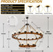 60" 2-Tier Wagon Wheel Chandelier 27-Light Extra Large Wood Chandeliers