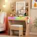 Oak Premium Vanity Desk With IntegratedLED MirrorOutlet