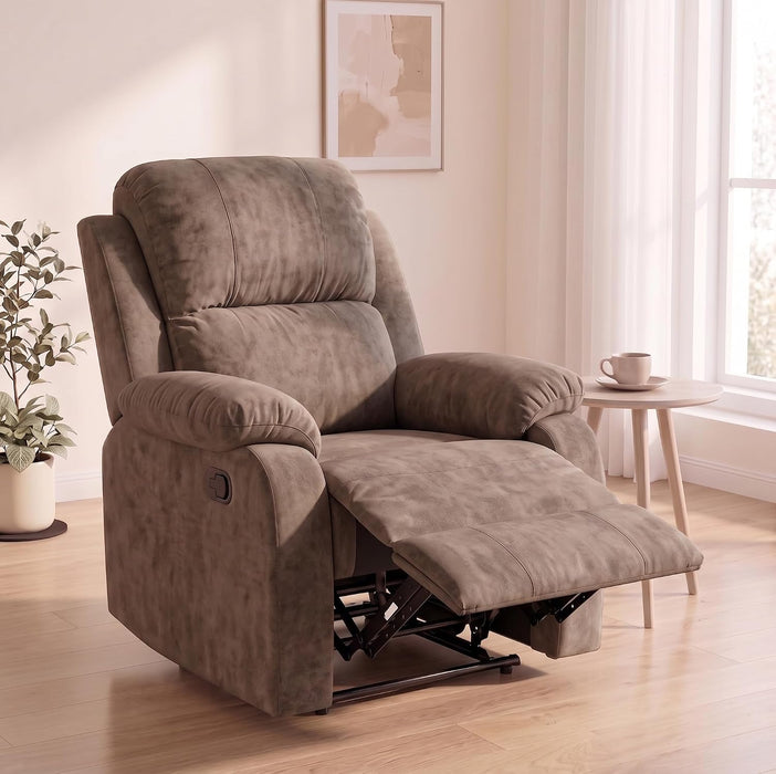 Manual Single Lounge Recliner Chair with Adjustable Backrest, Khaki