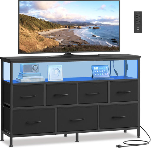 Ink Black Engineered Dresser With Integrated Lighting