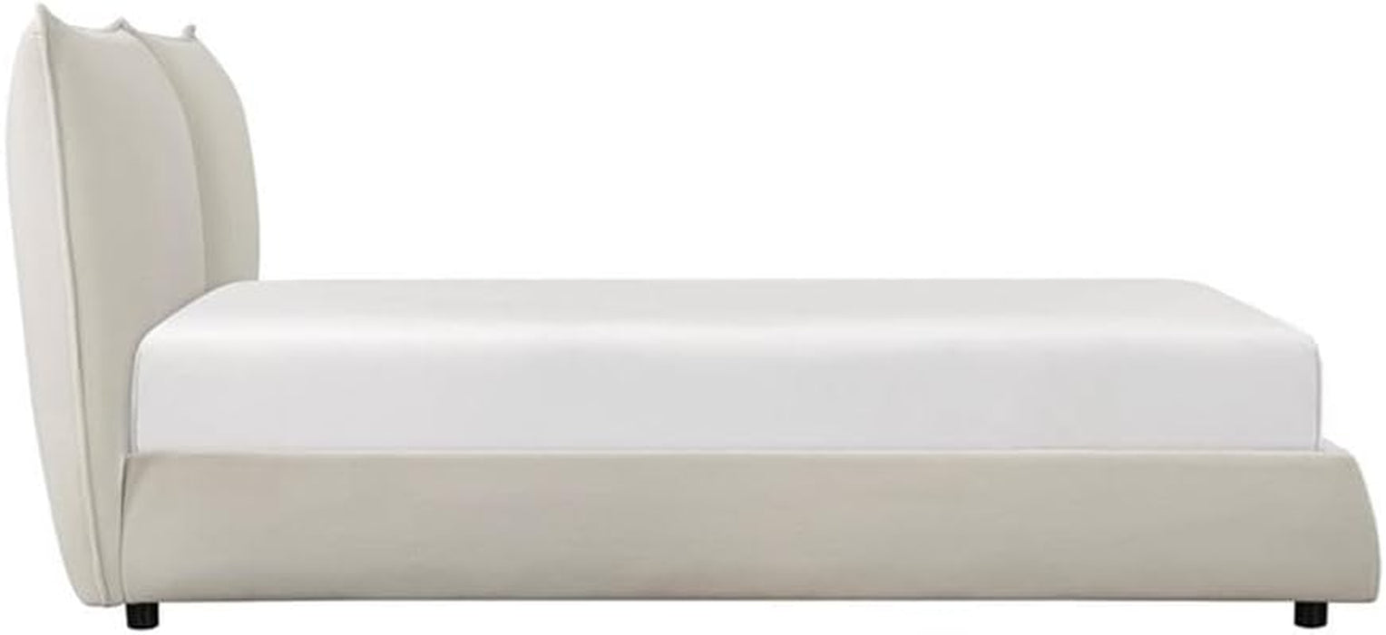 Linna Chenille Upholstery Eastern King Platform Bed in Beige