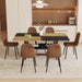 71" Farmhouse Dining Table Set for 6 - Wood Kitchen Table with Storage Shelf and Upholstered Chairs Set,Rectangular Dining Room Tables Set for Kitchen,Industrial Brown & Black Split-Color