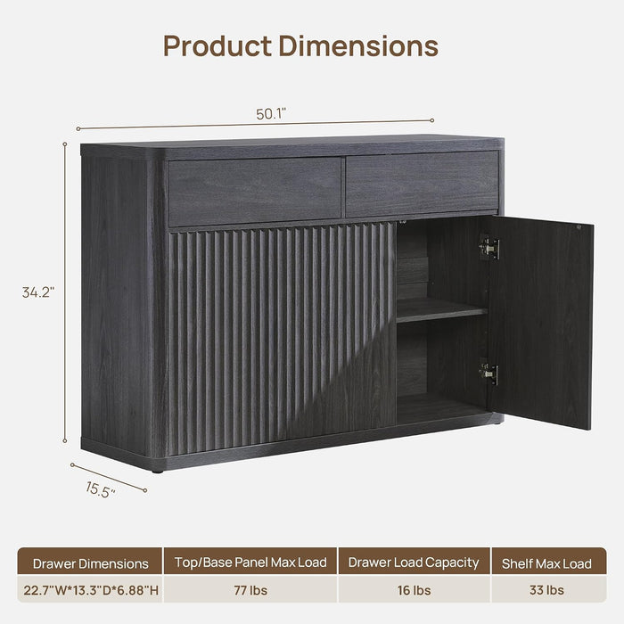 Buffet Cabinet with Storage - Storage Cabinet with Doors & Shelves | Accent Credenza Buffet Table with 2 Drawer Buffets & Sideboards for Living Room Dining Room Kitchen Entryway Office