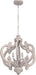 Wooden Farmhouse Chandelier, 5 Lights Antique Distressed White Cottage French Country Chandelier Ceiling Light Fixture Vintage Rustic Pendant Light for Kitchen Island Living Dining Room Bedroom Foyer