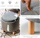 round Storage Ottoman with Tray Lid, Accent Storage Footstool W/Soft Padding, Fabric Sitting Stool W/Solid Wood Legs & Non-Slip Pads, Tray Top Coffee Table for Living Room, Bedroom (Grey)