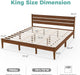 King Bed Frame and Ladder Headboard, Solid Wood Bed Frame with Storage, Malaysian Oak Platform Beds with Wooden Slats, No Box Spring Needed, Easy Assembly, King Size, Antique Espresso
