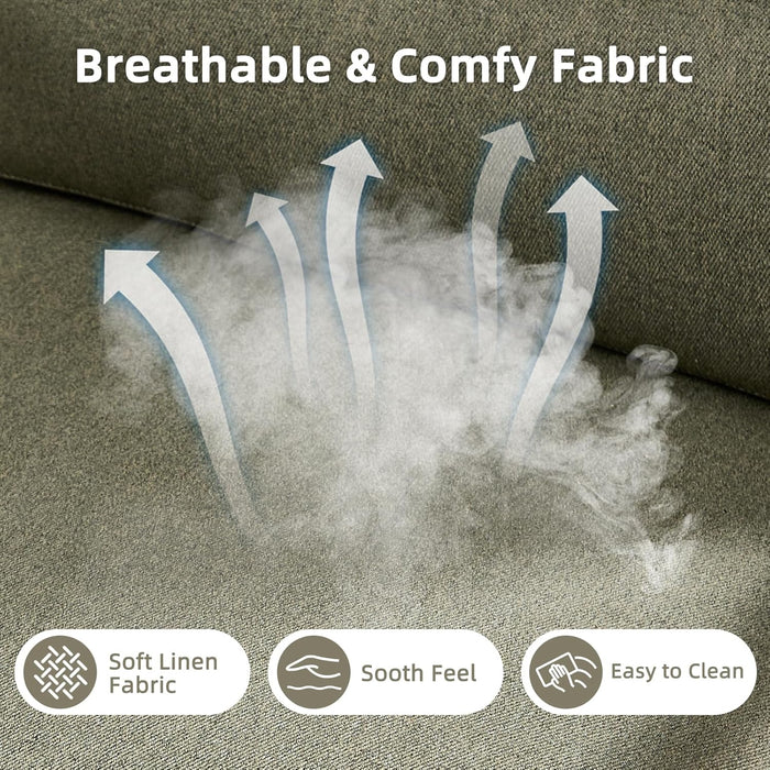 Mid Century Modern Accent Chair, Linen Fabric Upholstered Lounge Arm Chair with Solid Wood Frame and Soft Cushion for Living Room, Bedroom, Balcony (1, Green)