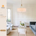 21.8" Large Drum Chandelier, 6-Light Gold Linen Light Fixture