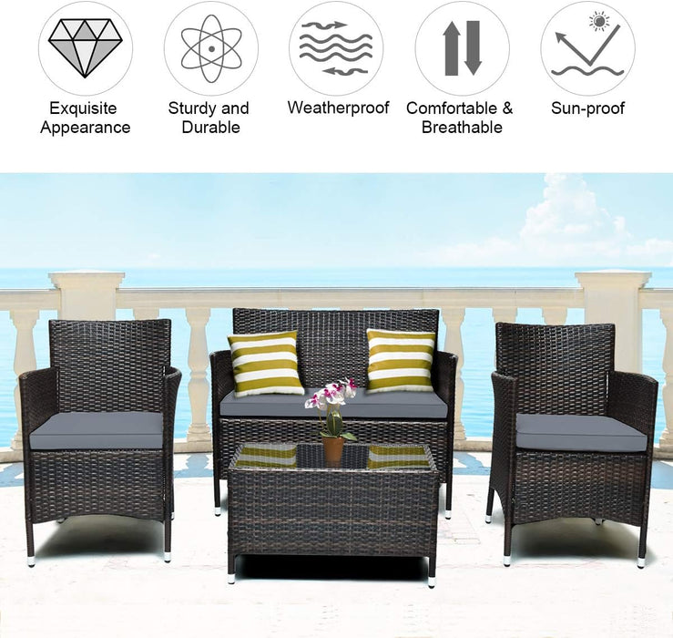 8PCS Rattan Patio Furniture Set