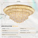 24in Crystal Chandelier Flush Mount Remote Control