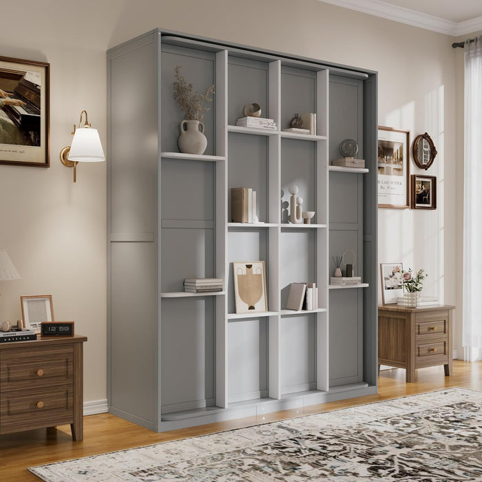Queen Murphy Wall Bed With HiddenRotatingStorageUnit