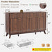 60 Inch Fluted Buffet Sideboard Cabinet, Dark Walnut | Modern Coffee Bar Storage Cabinet with 3 Drawers & 4 Doors, for Dining Room, Living Room, Hallway, Adjustable Shelves