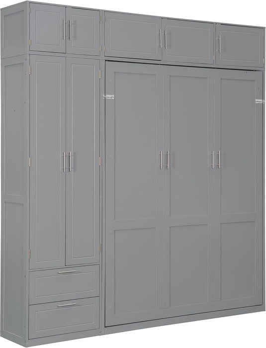 Queen Size Murphy ConvertiblePlatformBed GrayFinish