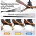 52 Inch Solid Wood Ceiling Fans with Lights, Low Profile Ceiling Fan with Light and Remote, 3 Downrod, Reversible DC Motor, Indoor/Outdoor 3 Blade Ceiling Fan Light for Bedroom Farmhouse Patio