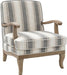 Patterned Upholstered Accent Chair With Wooden Base