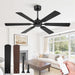 52 Inch Ceiling Fans No Light with Remote, Modern Ceiling Fan without Light, Dual Finish 6 Blades, Reversible Quiet DC Motor, 6 Speed, Large Ceiling Fan for Indoor or Covered Outdoor, Black