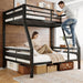 Twin Over Full Bunk Bed HeavyDutyIndustrialStrengthBlack Guardrail