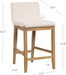 Gracie Modern Counter Height Bar Stool with Back, Counter Stool Upholstered Chair with Natural Flax White Fabric and Brushed Wooden Legs, Natural Flax/Brown, Set of 4