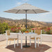 9-Ft Patio Umbrella, 8-Year Protection, Solstice Fade-Resistant Fabric, Crank Lift, Push-Button Tilt, Heavy-Duty Aluminum Frame, 6 Reinforced Ribs with Wind Vent, Grey/White Stripe