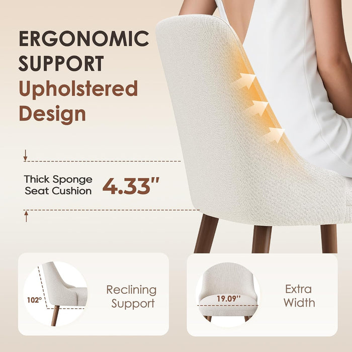 Upholstered Dining Chairs Set of 4 with High-Back, Beige
