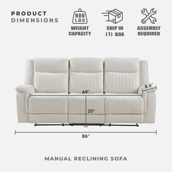 Mnul Double Reclining Sof, Polished Microfiber Upholstered 3 Seter Mnul Sof Recliner for Living Room, Wll Hugger, Esy ssembly, Beige