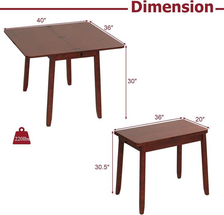40" Foldable Rectangle Dining Table, Wooden Kitchen Table for 2-4