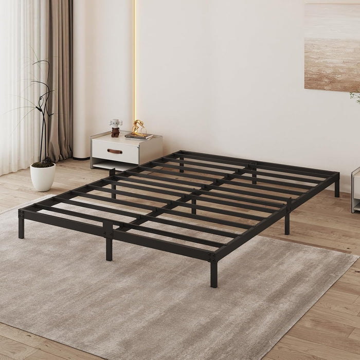 6 Inch Bed Frame Queen Size Low Profile, Metal Platform Low Bed Frame, Heavy Duty Support Low Profile Bed Frame, No Box Spring Needed, Noise Free, Easy Assembly, Prevent Mattress from Sliding